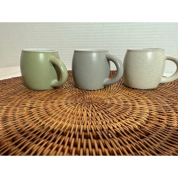 Espresso Mini Pot Belly Mug Set  3 Ceramic speckled finish, Cafe - Picture 5 of 8